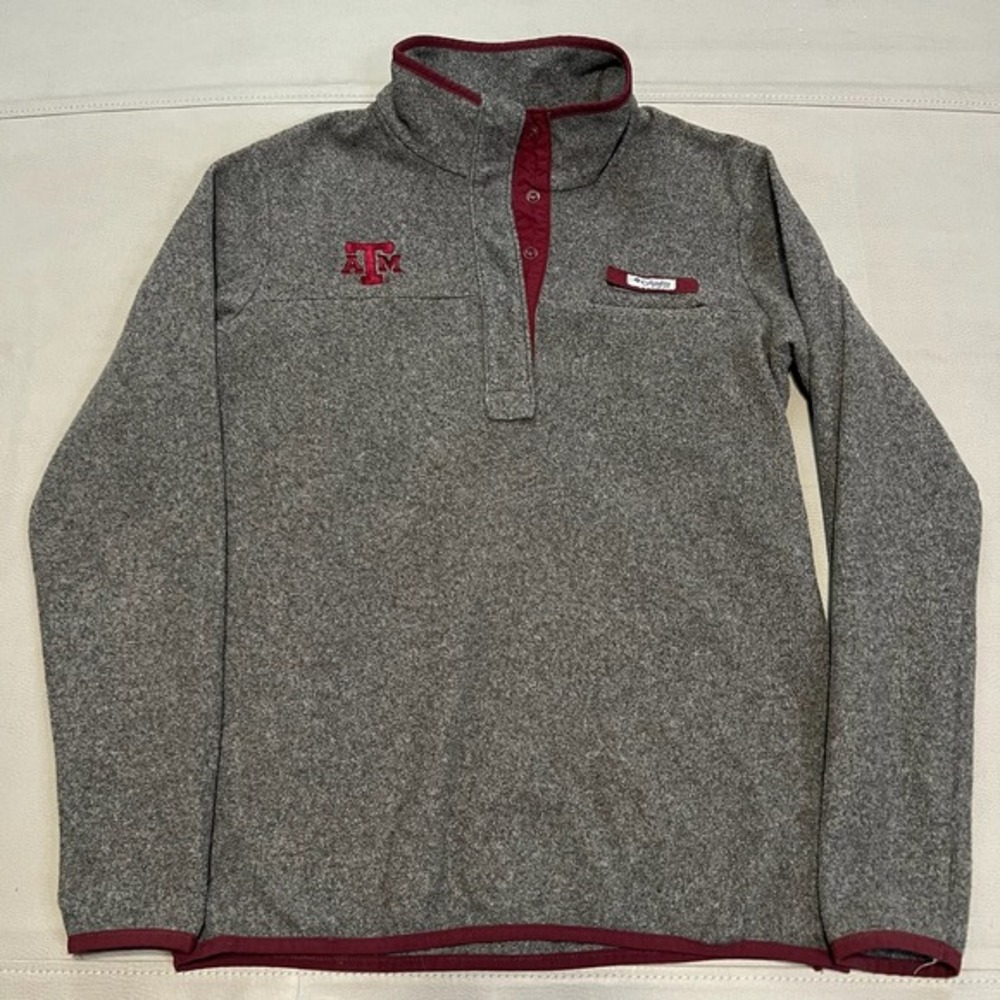 Columbia Texas A&M Aggies Fleece Snap Neck Sweatshirt Women Pro Fishing-S-3917